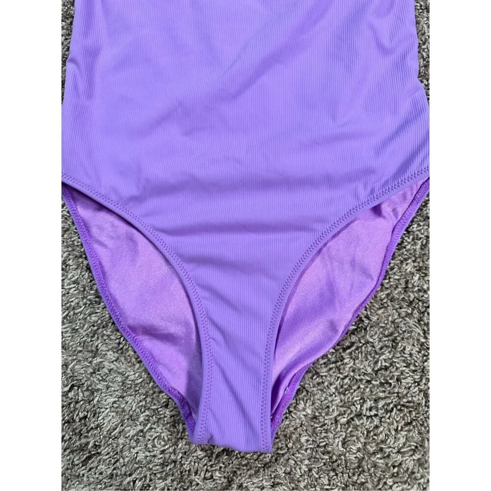 triangl swimwear lavender purple ribbed one piece swimsuit square neckline XS